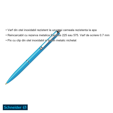 Pix cu mecanism Schneider K15, varf 0.7 mm, corp bleu, scriere albastra, pentru birou si uz zilnic [2]