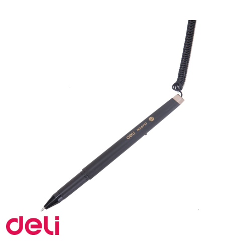 Pix cu suport adeziv si snur Deli, varf 0.7 mm, cerneala albastra, rotire 180 grade [3]