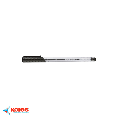 Instrumente de scris - Pix de unica folosinta Kores K1, varf 0.7 mm, cerneala neagra, corp transparent, pentru scriere zilnica