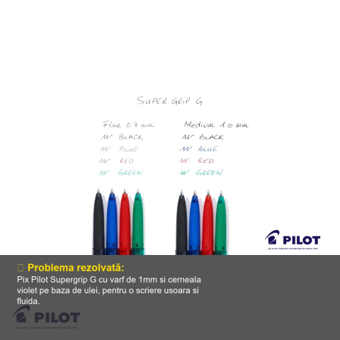 Pix de unica folosinta Pilot Supergrip G, varf 1mm, cerneala violet, grip confortabil pentru scriere fluida [3]