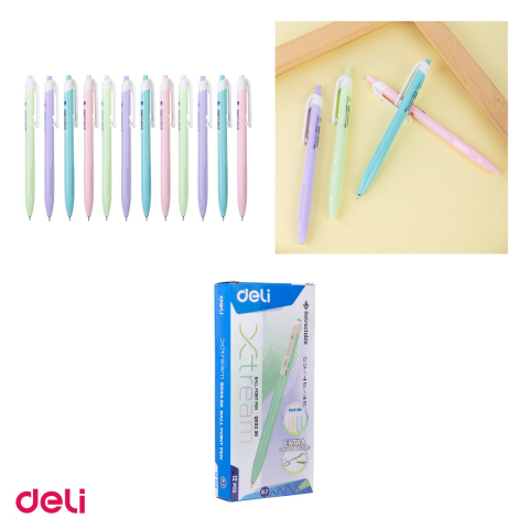 Pix Deli, cu mecanism, varf 0.7 mm, cerneala albastra, corp pastel [3]