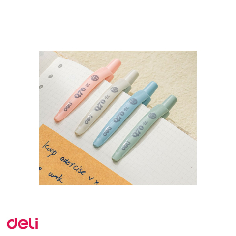 Pix Deli Q70, cu mecanism, varf 0.7 mm, cerneala albastra, corp pastel [4]
