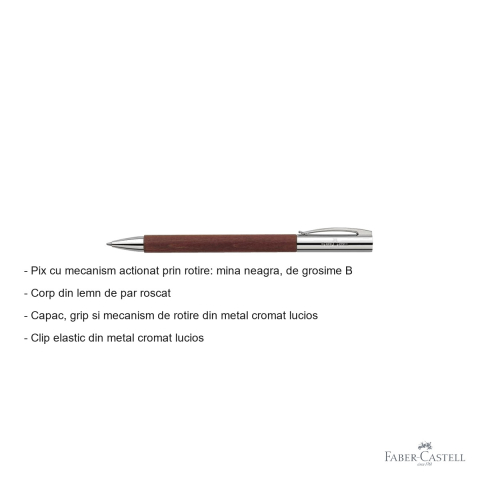 Pix Faber-Castell Ambition Pearwood, corp din lemn de par roscat, mina neagra B, mecanism rotativ, pentru uz profesional [1]