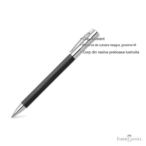 Pix Faber-Castell Ambition Precious Resin, corp din rasina pretioasa, mecanism rotativ, rezerva neagra M, pentru uz profesional [2]