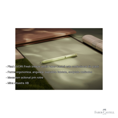 Pix Faber-Castell Avori Fresh Breeze Vernil, mina albastra XB, mecanism rotativ, din plastic reciclat [1]