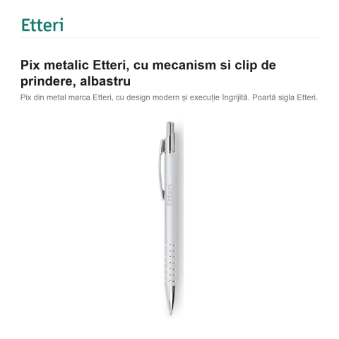 Pix metalic Etteri, cu mecanism si clip de prindere, albastru [1]