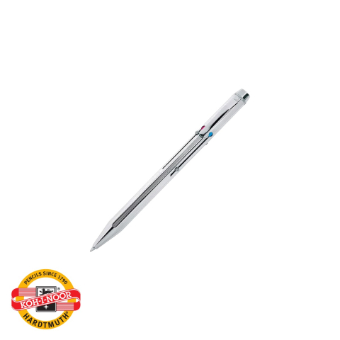 Pixuri - Pix metalic Koh-I-Noor, 4 culori (albastru, rosu, verde, negru), corp argintiu antiderapant, scriere 1 mm