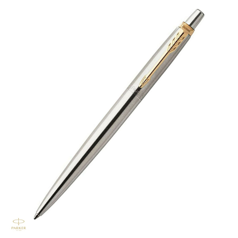 Birotica papetarie - Pix Parker Jotter GT retractabil, corp din otel inoxidabil, accesorii placate cu aur, mina albastra, argintiu