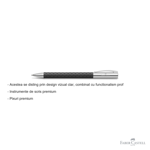 Pix premium Faber-Castell Ambition 3D Leaves, corp din rasina cu motive frunze, rezerva neagra, mecanism rotativ [1]