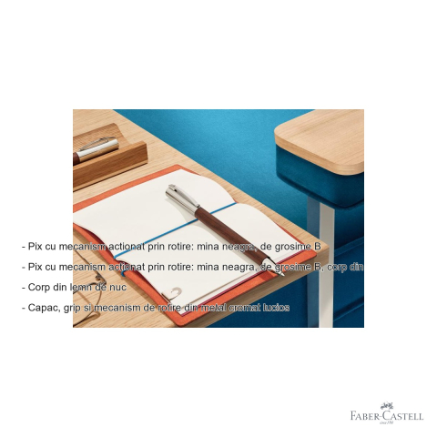 Pix premium Faber-Castell Ambition, corp din lemn de nuc, mecanism rotativ, mina neagra B, pentru birou si semnaturi [1]
