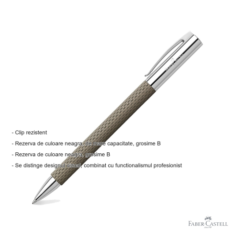 Pix premium Faber-Castell Ambition OpArt Black Sand, corp rasina guilloche, rezerva neagra B [1]