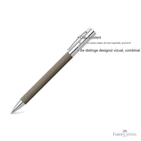Pix premium Faber-Castell Ambition OpArt Black Sand, corp rasina guilloche, rezerva neagra B [2]