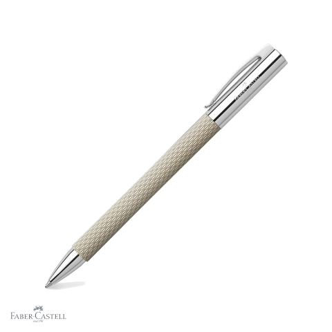 Pixuri premium - Pix premium Faber-Castell Ambition OpArt White Sand, corp rasina guilloche, rezerva neagra B, pentru birou si uz profesional