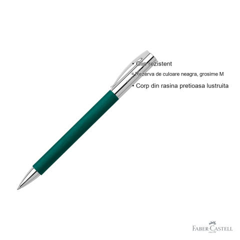 Pix premium Faber-Castell Ambition Precious Resin verde soft, mecanism rotativ, rezerva neagra M [2]