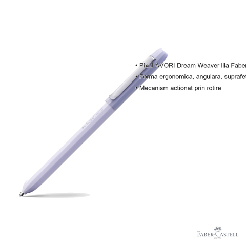 Pix premium Faber-Castell Avori Dream Weaver, mecanism rotativ, mina albastra XB, lila, din plastic reciclat [2]