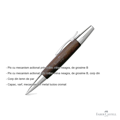 Pix premium Faber-Castell e-motion, corp din lemn de par, mina neagra B, mecanism rotativ [1]