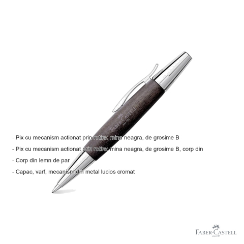 Pix premium Faber-Castell e-Motion, corp din lemn de par, mina neagra B, mecanism rotativ [1]