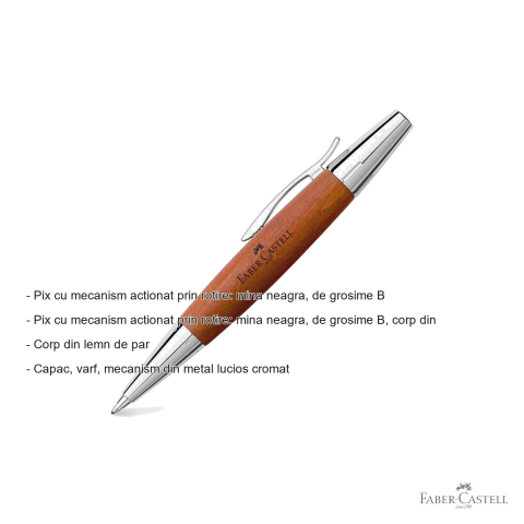 Pix premium Faber-Castell e-motion din lemn de par, mecanism rotativ, mina neagra B, maro deschis [1]