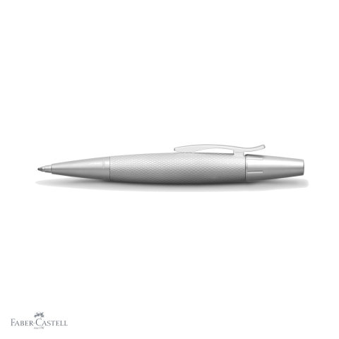 Pix premium Faber-Castell E-Motion Pure Silver, corp aluminiu cromat gravat guilloche, mecanism rotativ [3]