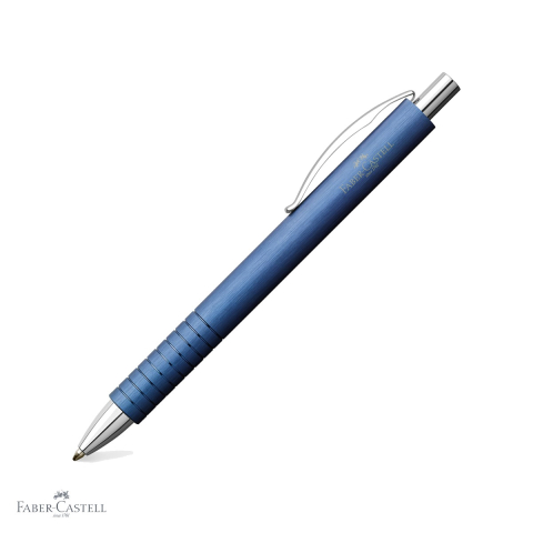 Pixuri premium - Pix premium Faber-Castell Essentio Aluminium, corp metalic albastru, mecanism retractabil, pentru birou si uz zilnic