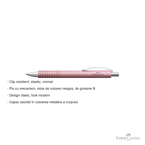 Pix premium Faber-Castell Essentio Aluminium Rose, mecanism, mina neagra B, design elegant pentru birou [1]