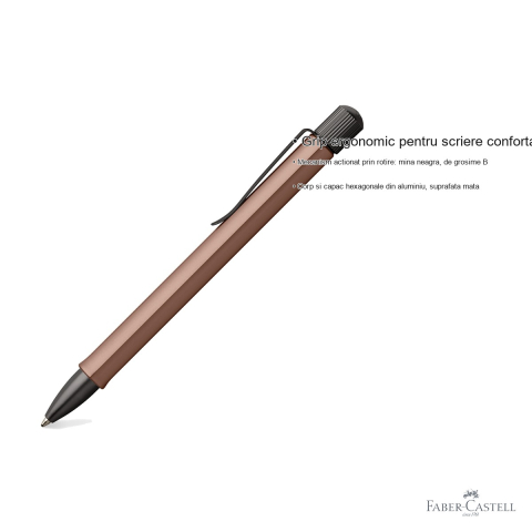 Pix premium Faber-Castell Hexo bronz mat, corp hexagonal din aluminiu, mina neagra B, pentru scriere confortabila [2]