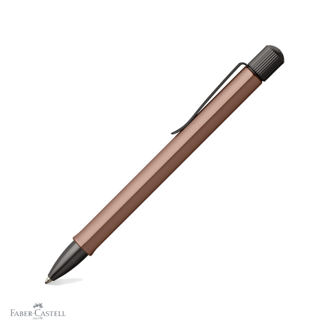 Birotica papetarie - Pix premium Faber-Castell Hexo bronz mat, corp hexagonal din aluminiu, mina neagra B, pentru scriere confortabila