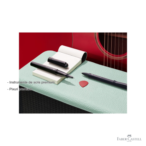 Pix premium Faber-Castell Hexo, corp hexagonal din aluminiu negru, mecanism rotativ, mina neagra B [1]