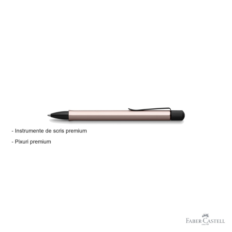 Pix premium Faber-Castell Hexo, corp hexagonal din aluminiu rose, mecanism rotativ, mina neagra B [1]