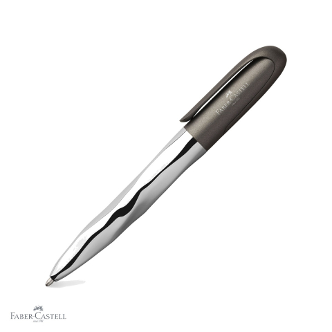 Birotica papetarie - Pix premium Faber-Castell N'Ice Pen, corp cromat metalizat, mina neagra XB, design futuristic ergonomic