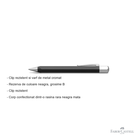 Pix premium Faber-Castell Ondoro, corp negru mat din rasina, mecanism rotativ, rezerva neagra tip B [1]