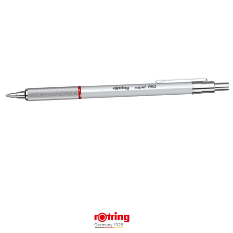 Pix Rapid Pro Argintiu cu Mecanism Click si Grip Randalinat, pentru Scriere Profesionala si Zilnica, Rotring [3]
