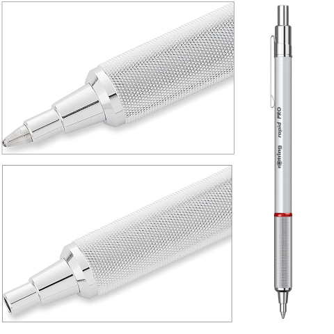 Pix Rapid Pro Argintiu cu Mecanism Click si Grip Randalinat, pentru Scriere Profesionala si Zilnica, Rotring [2]