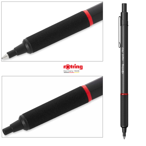 Pix Rapid Pro Negru cu Mecanism Click si Grip Randalinat, pentru Scriere Profesionala si Zilnica, Rotring [3]