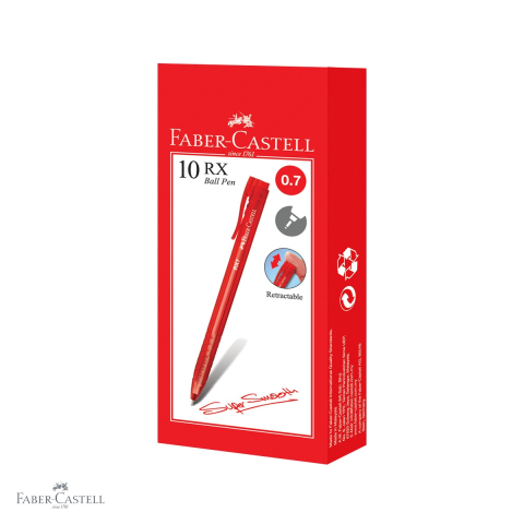 Pix roller retractabil Faber-Castell RX7, semi-gel, varf needle 0.7 mm, cerneala rosie rezistenta la apa [3]