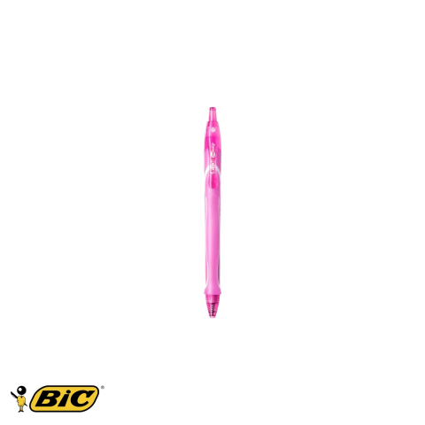 Birotica papetarie - Pix roller semi-gel retractabil Bic Quick-Dry, varf mediu 0.7 mm, uscare rapida, roz