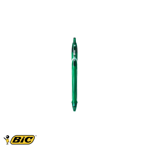 Birotica papetarie - Pix roller semi-gel retractabil Bic, varf mediu 0.7 mm, uscare rapida, verde, pentru birou si scoala