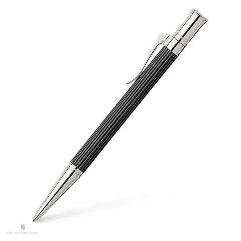 Instrumente de scris premium - Pix rotativ Graf von Faber-Castell Classic Ebony, corp din lemn de abanos, cutie cadou din lemn, varf M, scriere neagra, negru