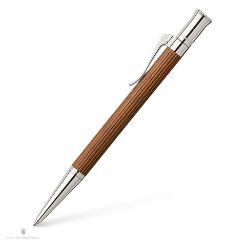 Birotica papetarie - Pix rotativ Graf von Faber-Castell Classic Pernambuco, corp din lemn de pernambuco, cutie cadou din lemn, varf M, scriere neagra, maro