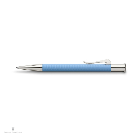 Pix rotativ Graf von Faber-Castell Guilloche, corp din rasina, accesorii placate cu rodiu, varf M, scriere neagra, albastru Gulf [3]