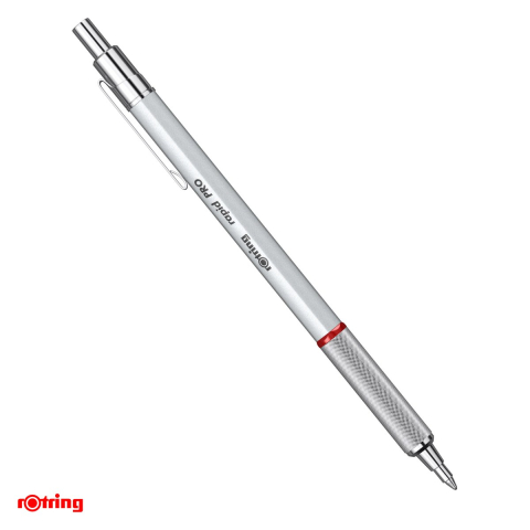Instrumente de scris - Pix Rotring Rapid Pro retractabil, corp hexagonal din alama, varf din otel inoxidabil, argintiu