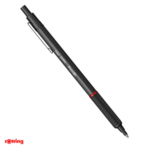 Birotica papetarie - Pix Rotring Rapid Pro retractabil, corp hexagonal din alama, varf din otel inoxidabil, negru
