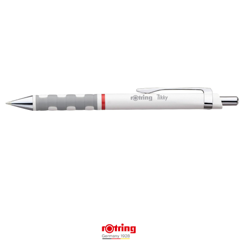 Pix Tikky 3 Alb cu Clip, Mina Jumbo Albastra 0.7mm, Grip Ergonom din Cauciuc, pentru Scriere Extensiva, Rotring [2]