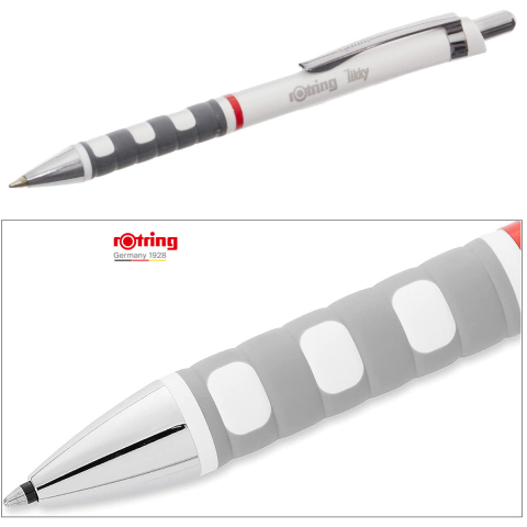 Pix Tikky 3 Alb cu Clip, Mina Jumbo Albastra 0.7mm, Grip Ergonom din Cauciuc, pentru Scriere Extensiva, Rotring [3]