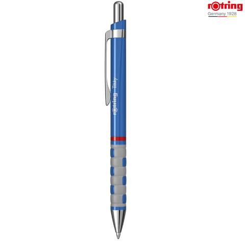 Pix Tikky 3 Albastru cu Clip, Mina Jumbo Albastra 0.7mm, Grip Ergonom din Cauciuc, pentru Scriere Extensiva, Rotring [1]