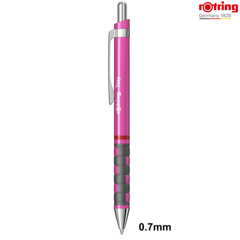 Pix Tikky 3 Roz Neon cu Clip, Mina Jumbo Albastra 0.7mm, Grip Ergonom din Cauciuc, pentru Scriere Extensiva, Rotring [1]
