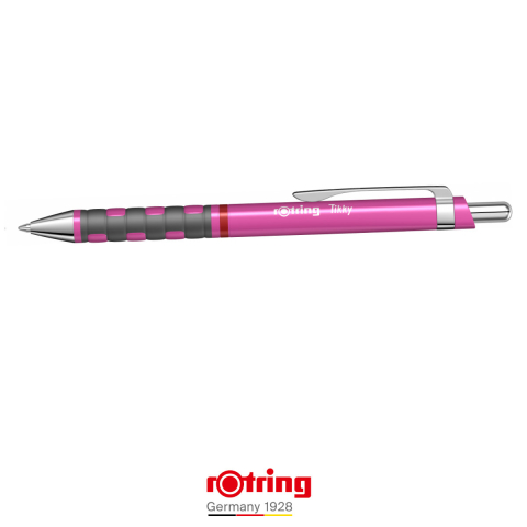 Pix Tikky 3 Roz Neon cu Clip, Mina Jumbo Albastra 0.7mm, Grip Ergonom din Cauciuc, pentru Scriere Extensiva, Rotring [2]