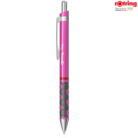 Pix Tikky 3 Roz Neon cu Clip, Mina Jumbo Albastra 0.7mm, Grip Ergonom din Cauciuc, pentru Scriere Extensiva, Rotring [1]