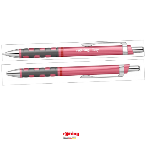 Pix Tikky 3 Roz Sidefat cu Clip, Mina Jumbo Albastra, Grip Ergonom din Cauciuc, pentru Scriere Extensiva si Zilnica, Rotring [2]