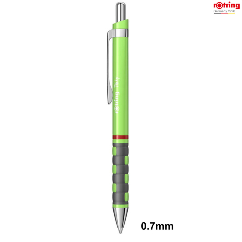 Pix Tikky 3 Verde Neon cu Clip, Mina Jumbo Albastra 0.7mm, Grip Ergonom din Cauciuc, pentru Scriere Extensiva si Uz Intensiv, Rotring [1]